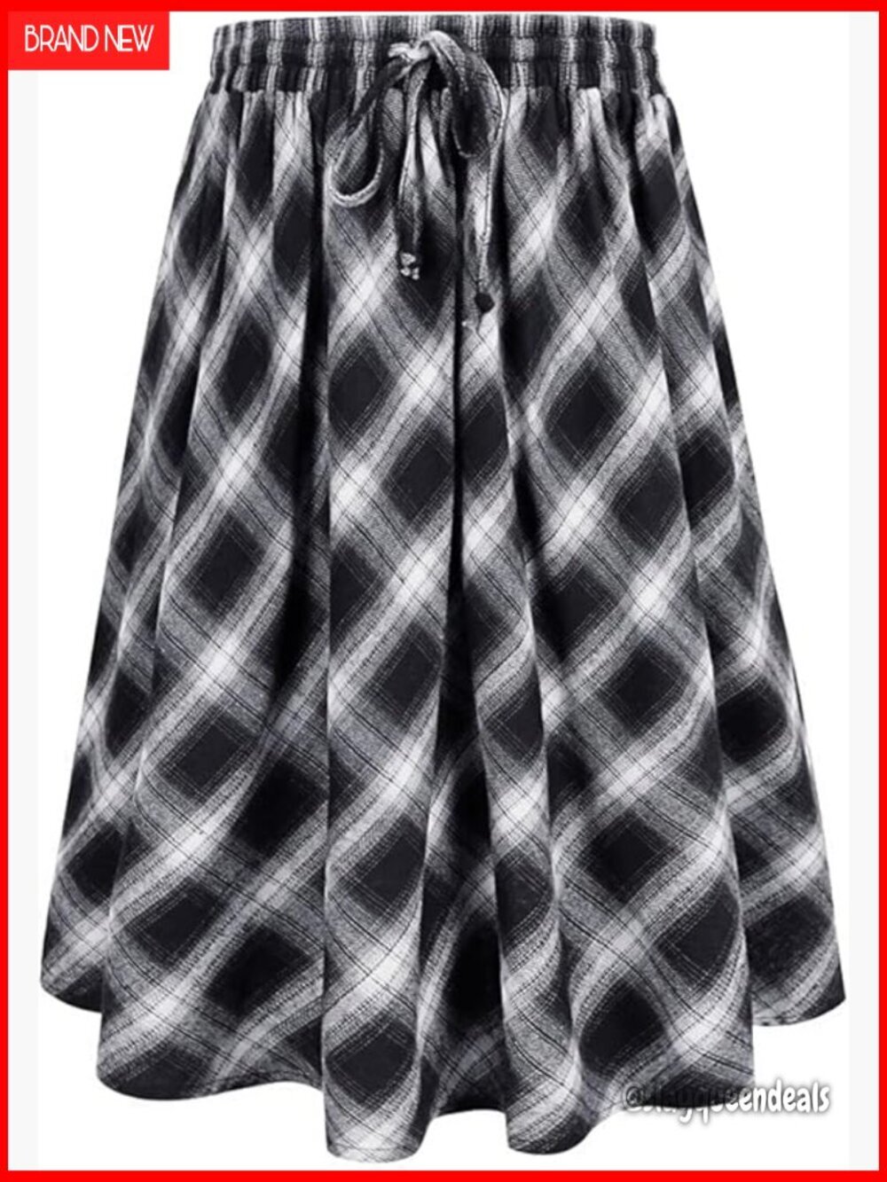 Plus Size A-Line Skirt High Waist Flowy Midi Mini Drawstring Pockets